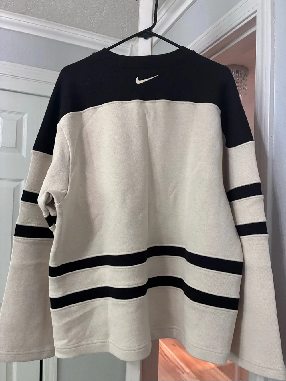 NWT Nike x Bode Limited Edition Men's Cream and Black Striped Crew Sweater